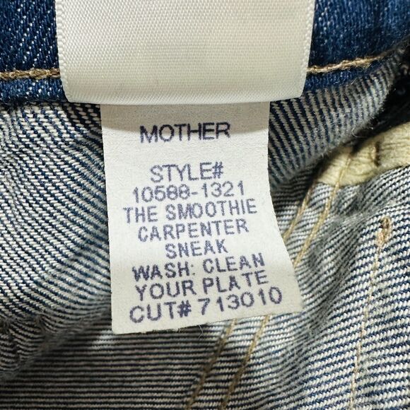 Mother SNACKS! Size 32 The Smoothie Carpenter Sneak Jeans Blue Denim NWT $238 - Picture 11 of 16